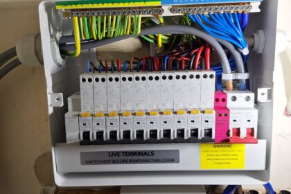 Inside an 18th Edition fuseboard—equipped with full RCBO protection and a Surge Protection Device (SPD)